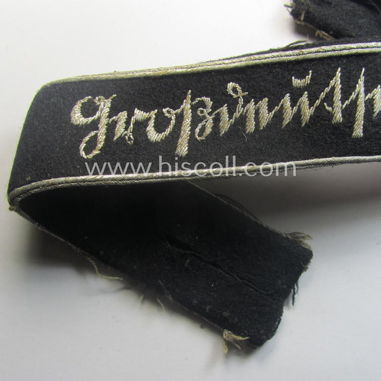 Truly used- and carefully tunic-removed, WH (Heeres) 'Ärmelstreifen für Offiziere' entitled: 'Grossdeutschland'