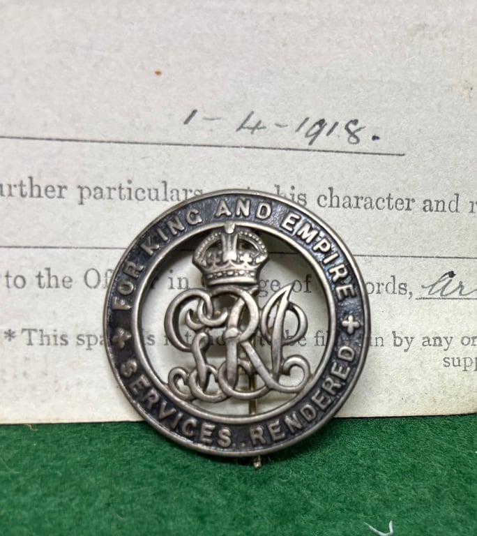 Silver War Badge and Original Character Certificate  -Army Veterinary Corps