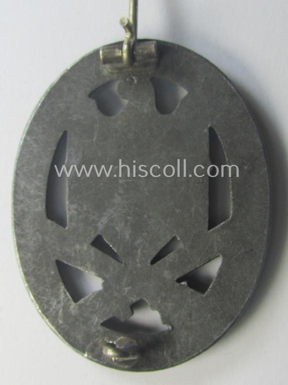 'Allgemeines Sturmabzeichen' (or: General Assault Badge ie. GAB) being a typical unmarked, zinc- (ie. 'Feinzink'-) based so-called: 'flat-back'-pattern by a (by me) unidentified maker
