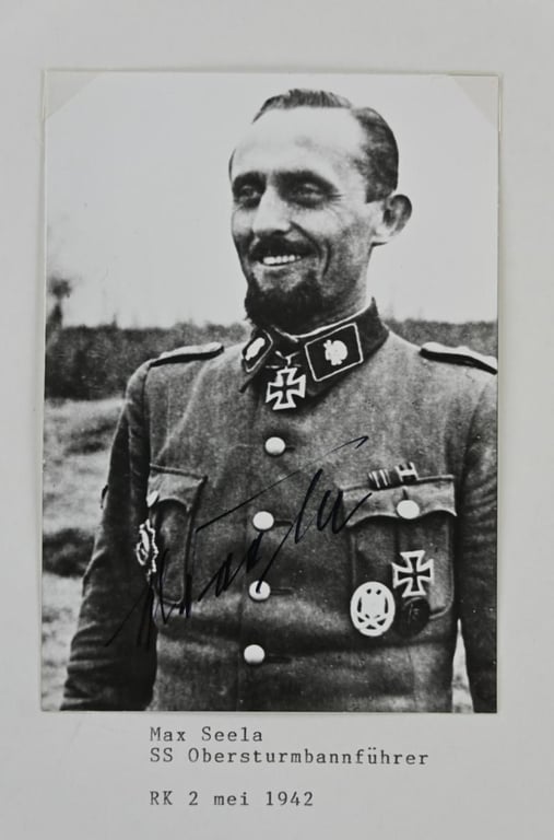 Signature of Waffen-SS Knight's Cross Recipient 'Max Seela'