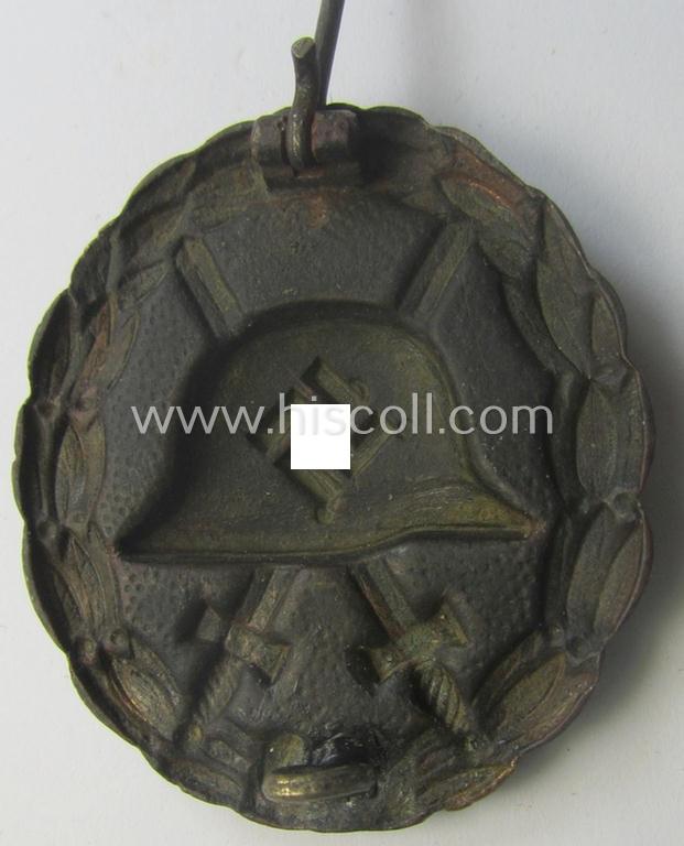 Early-pattern, black-class wound-badge (ie.: 'Verwundeten Abzeichen in Schwarz') being a detailed so-called: 'Spanish Civil-War'-version that comes in a moderately used- and/or worn, condition