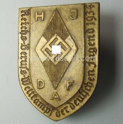 Commemorative, golden-toned, 'DAF'/'HJ'- (ie. 'Deutsches Arbeits Front o....