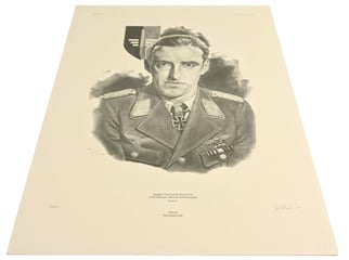 German Litho Print of LW Flight Ace 'Hermann...