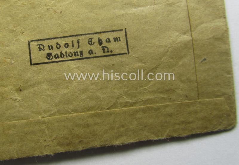 Fully matching medal-set: 'KvK 2. Klasse m. Schwn.' being a clearly maker- (ie. '101'-) marked specimen that comes in its ('variant'-pattern!) pouch by the 'Hersteller': 'Rudolf Tham - Gablonz a. N.'