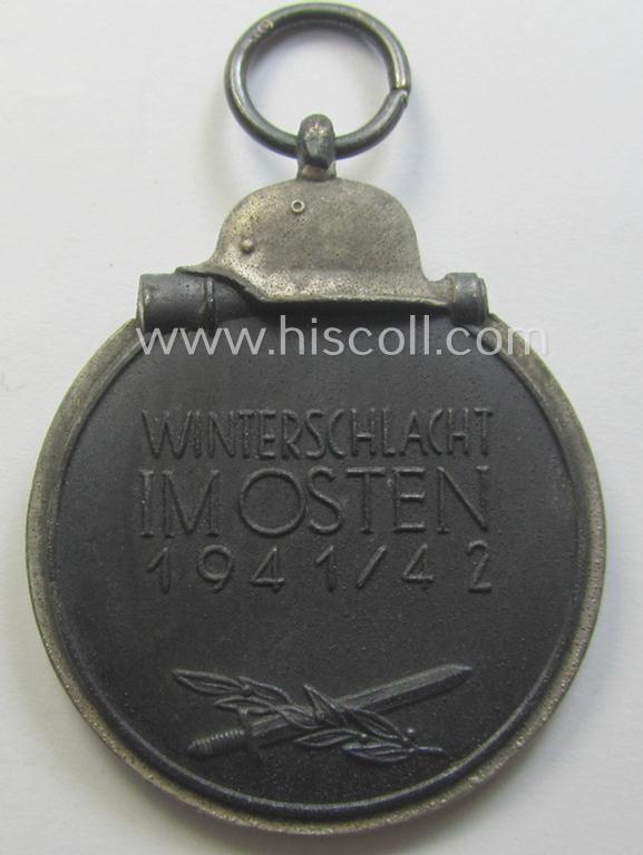 Neatly maker- (ie. '110'-) marked medal: 'Winterschlacht im Osten 1941/42' in its period pouch by the company: 'Otto Zappe'