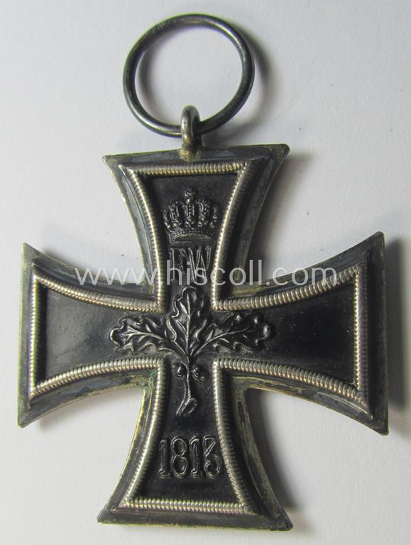 Attractive, WWI-period: 'Eisernes Kreuz II. Klasse' (or: iron cross second class) being a clearly maker- (ie. 'KO'-) marked example that comes together with its (minimally) confectioned piece of ribbon (ie. 'Bandabschnitt')