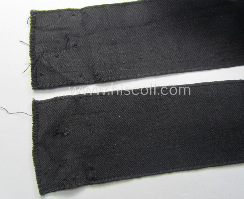 WH (Heeres) related cuff-title (ie. 'Ärmelstreifen') being a typical black-coloured- and linnen-based example showing the (neatly silver-toned- and 'flatwire'-woven!) text that reads: 'Propagandakompanie'