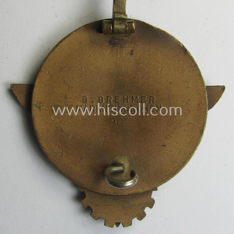 'HJ'- ('Hitlerjugend') ie. 'BDM'- ('Bund Deutscher Mädel') related: 'Reichsberufswettkampf-Siegerabzeichen': 'Kreissieger 1938' marked: 'G. Brehmer'