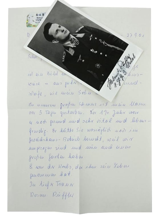 Signature of Luftwaffe KC Recipient 'Helmut Rüffler'