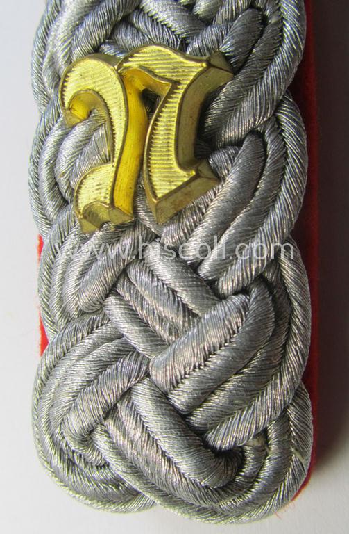 Superb - regrettably single but nevertheless very rarely encountered! - early-period and neatly 'cyphered', WH (Heeres) officers'-type, 'cyphered' shoulderboard that belonged to a: 'Major eines Nebelwerfer-Abteilungs'