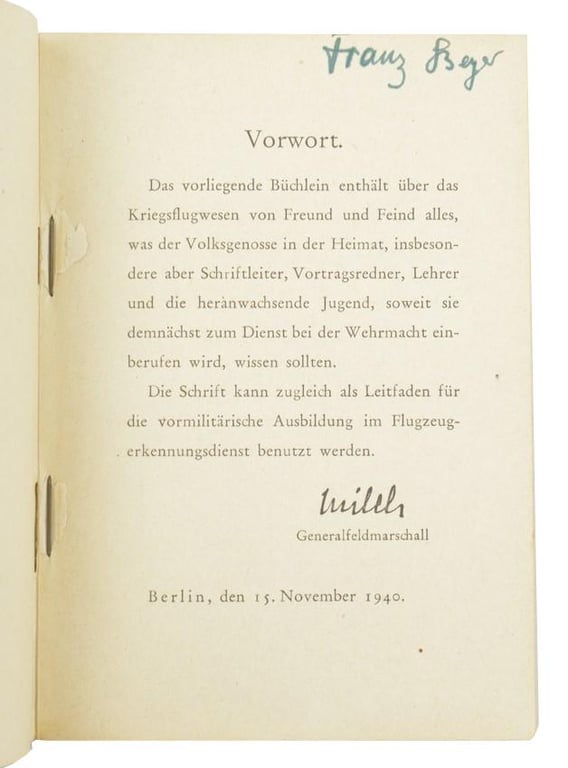 German LW Airplane Identification Booklet