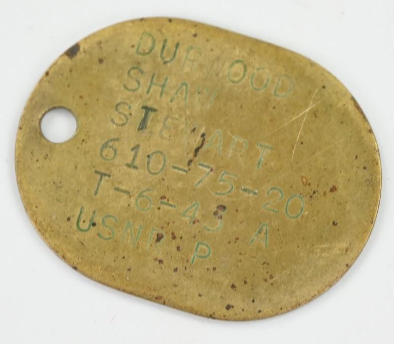 USMC WW2 Dog-tag 'Durwood Shaw Stewart'