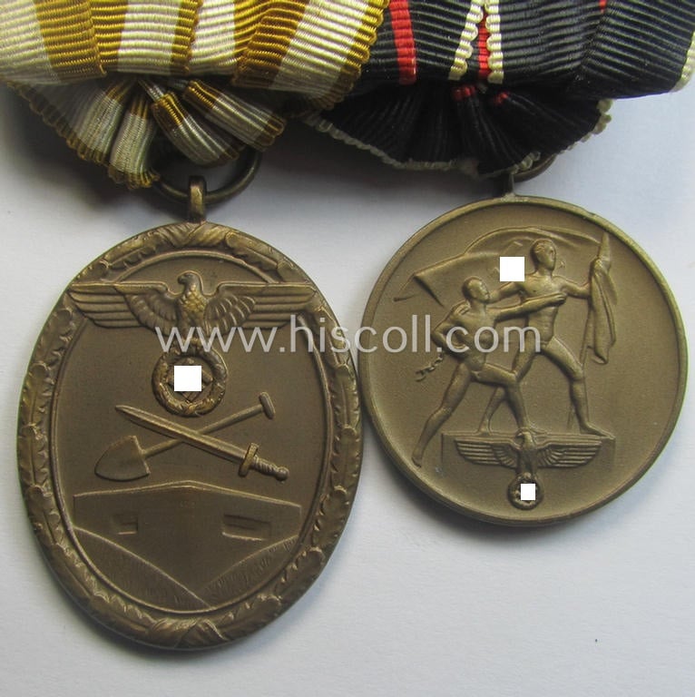 WH (Heeres, LW etc.) medal-bar (ie.: 'Doppelspange') resp. showing a: 'Westwall'-medal and a Czech 'Anschluss'-medal: '1 Oktober 1938'