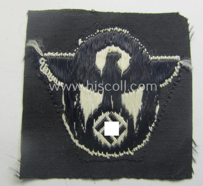 Police ie. 'Polizei'- (ie. 'SS-Polizei'-) 'BeVo'-woven, EM- (ie. NCO-) pattern cap-eagle (ie. 'Adler für Schiffchenmütze o. Einheitsfeldmütze der Polizei o. SS-Polizei')
