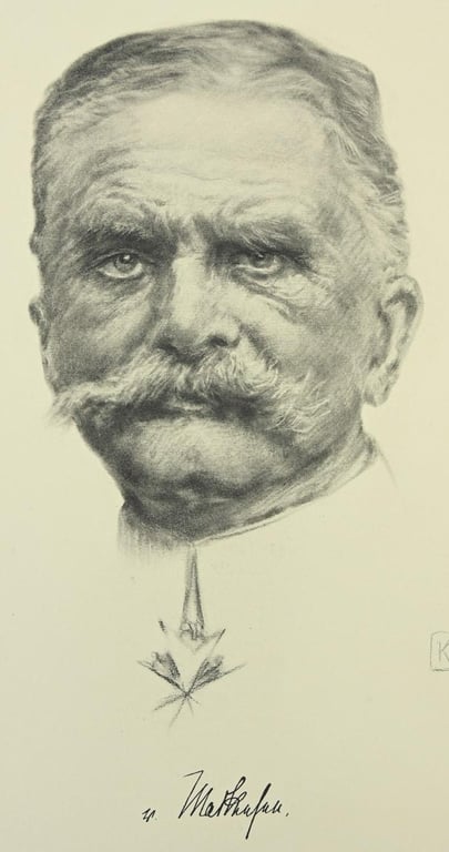 German Portrait Print/Litho of August von Mackensen by K.J.Böhringer
