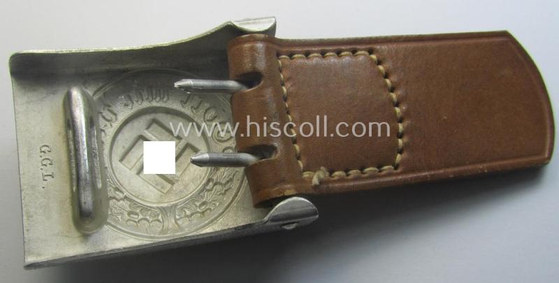 Police (ie. 'Polizei') aluminium-based belt-buckle (ie. 'Koppelschloss für Mannschaften u. Uffz. der Polizei') being a maker- (ie. 'G.G.L.'-) marked and/or '1938'-dated example that comes in a fully untouched, condition