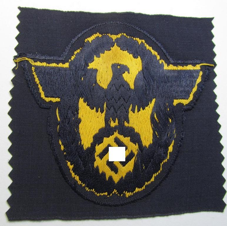 Attractive, golden-yellow-toned- (and/or neatly 'BeVo'-woven!) arm-eagle (ie. 'Wasserschützpolizei-Ärmeladler') as was intended for usage on the various, darker-blue-coloured: 'Wasserschützpolizei'-tunics
