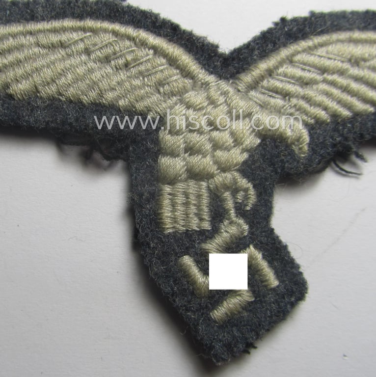 Moderately used- ie. worn, WH (Luftwaffe) EM- (ie. NCO-) 'down-tailed'-pattern breast-eagle