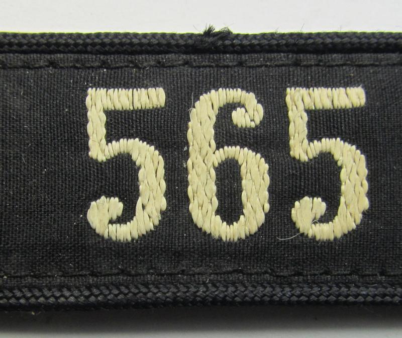 Neat - and naturally single! - black-piped, so-called: 'DJ- o. Deutsches Jungvolk' shoulderstrap as was intended for usage by a: 'DJ-Mitglied' who served within the: 'Bann 565' (565 = 'Spittal')