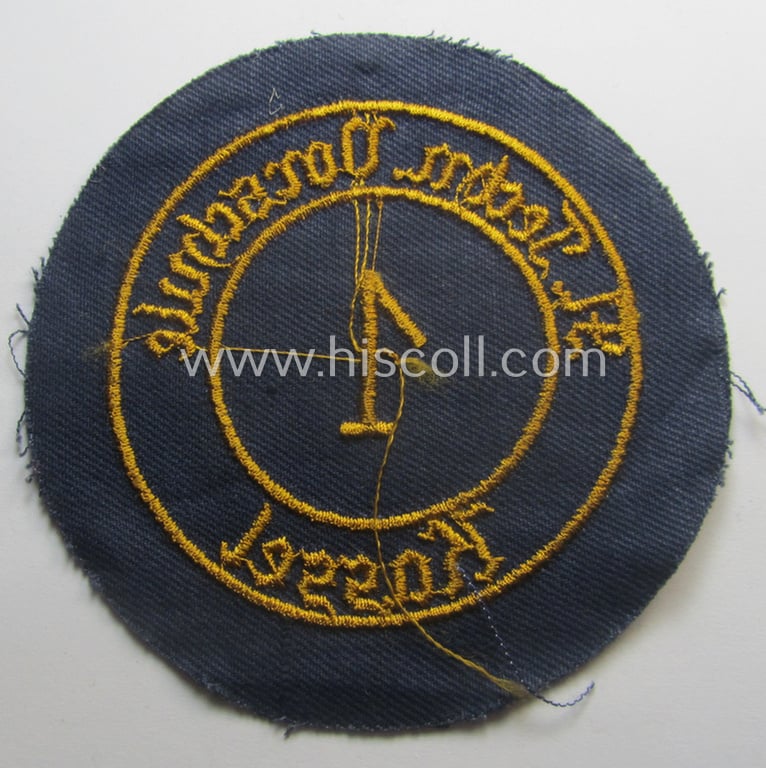 HJ- (ie. 'Flieger-HJ') specialist-armbadge (or: 'Schulabzeichen') depicting the text: 'Techn. Vorschule d. Luftwaffe - 1 - Kassel'