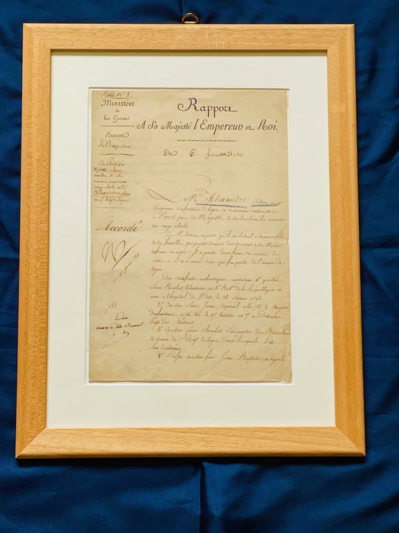 AUTHENTIC NAPOLEON BONAPARTE HAND SIGNED SIGNATURE AND DATED 1811 REPORT DOCUMENT.