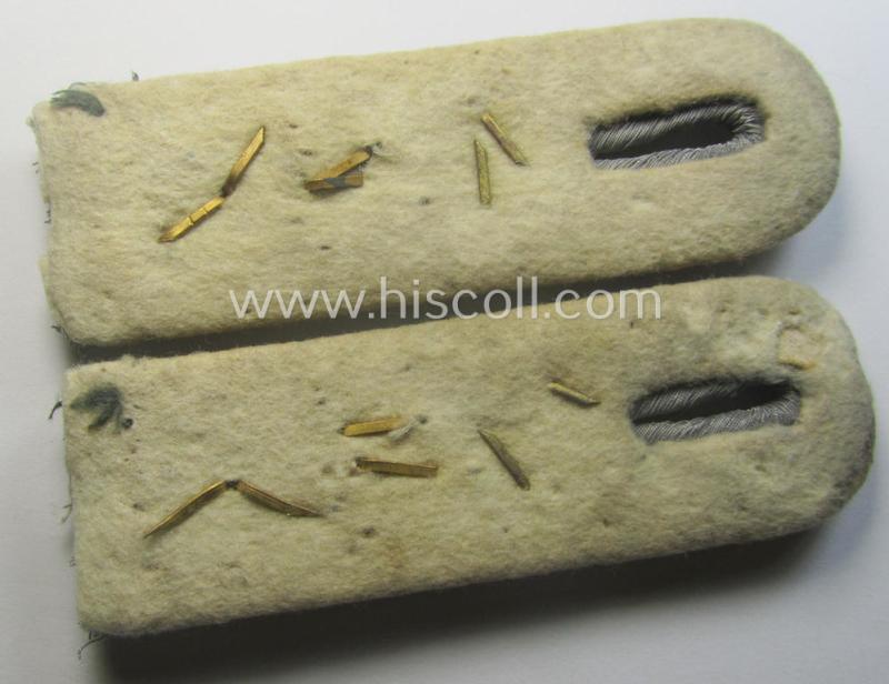Moderately worn pair of neatly 'cyphered', WH (Heeres) officers'-type shoulderboards as was intended for usage by an: 'Oberleutnant der Infanterie-Trpn. u. Mitglied der Unteroffizierschule Deggendorf'
