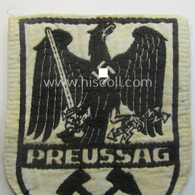 Unusual, linnen-based and/or 'BeVo'-woven TR-period-sports-patch (ie. 'Sporthemd-Abzeichen') as was specifically intended for usage by employees working for the: 'Preussag AG'