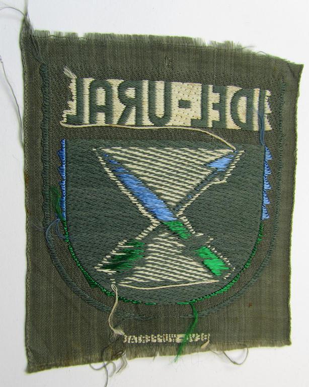 Attractive, 'BeVo'-pattern armshield entitled: 'Idel-Ural' (being a 'virtually mint- ie. unissued' example as was intended for a volunteer who served within the 'Deutsche Wehrmacht' ie. within the 'Volga Tartar Legion')
