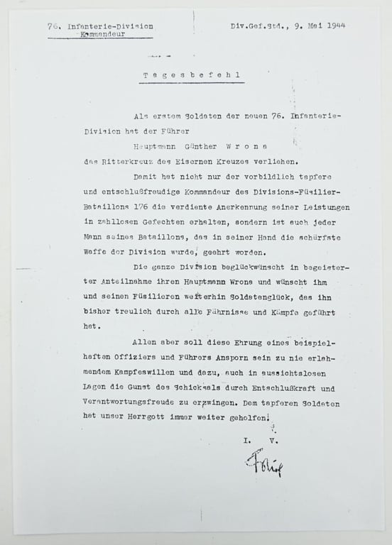 Signature of Luftwaffe KC Recipient 'Ludwig Meister'