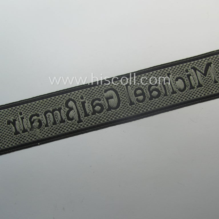 Superb, Waffen-SS cuff-title (ie. 'Ärmelstreifen') as executed in neat 'BeVo'-weave pattern as intended for a member serving within the: 'SS-Geb.Jäger-Regiment 12' - "Michael Gaißmair"