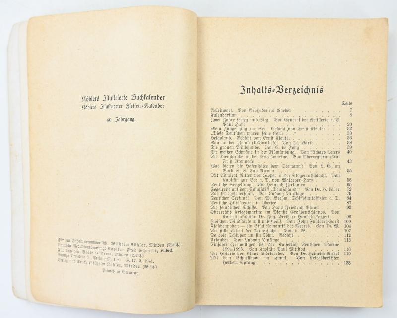 German Third Reich 'Kohler's Flotten-Kalender' 1942