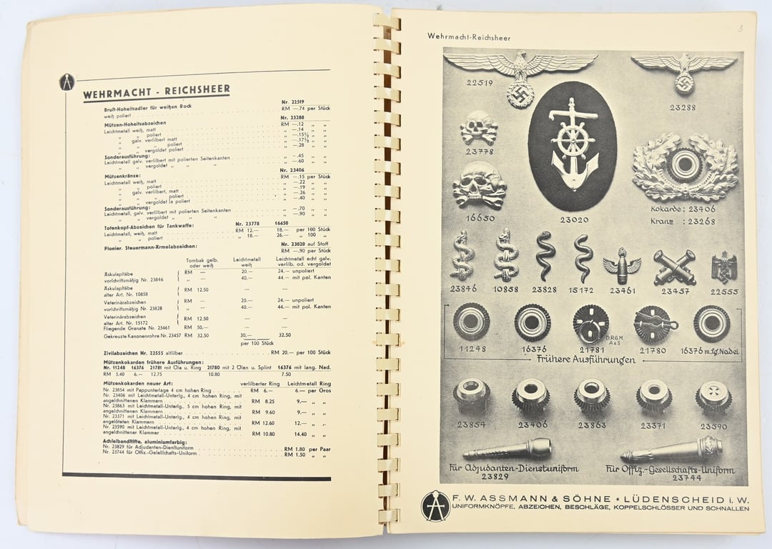 German Third Reich Sellers Catalogus Assmann & Sohne
