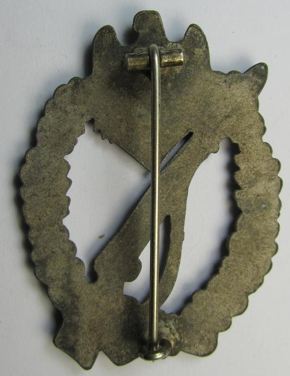 Neat, 'Infanterie Sturmabzeichen in Silber' (or: silver-class infantry-assault-badge ie. IAB) being a non-maker-marked, so-called: 'solid-back'-example as was (I deem) produced by the: 'S.H.u.Co'- (ie. 'Söhni u. Heubach'-) company