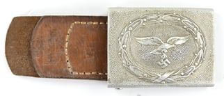 German LW Beltbuckle with Leather Tab 'Overhoff &...