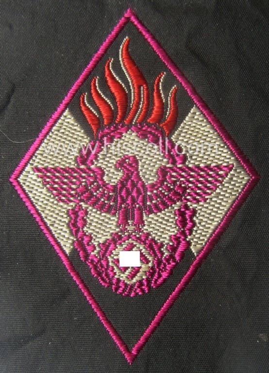 HJ ('Hitlerjugend') 'Feuerwehr Formationsabzeichen' (or: youth fire-fighter badge ie. 'Raute') as neatly executed in 'BeVo'-weave pattern
