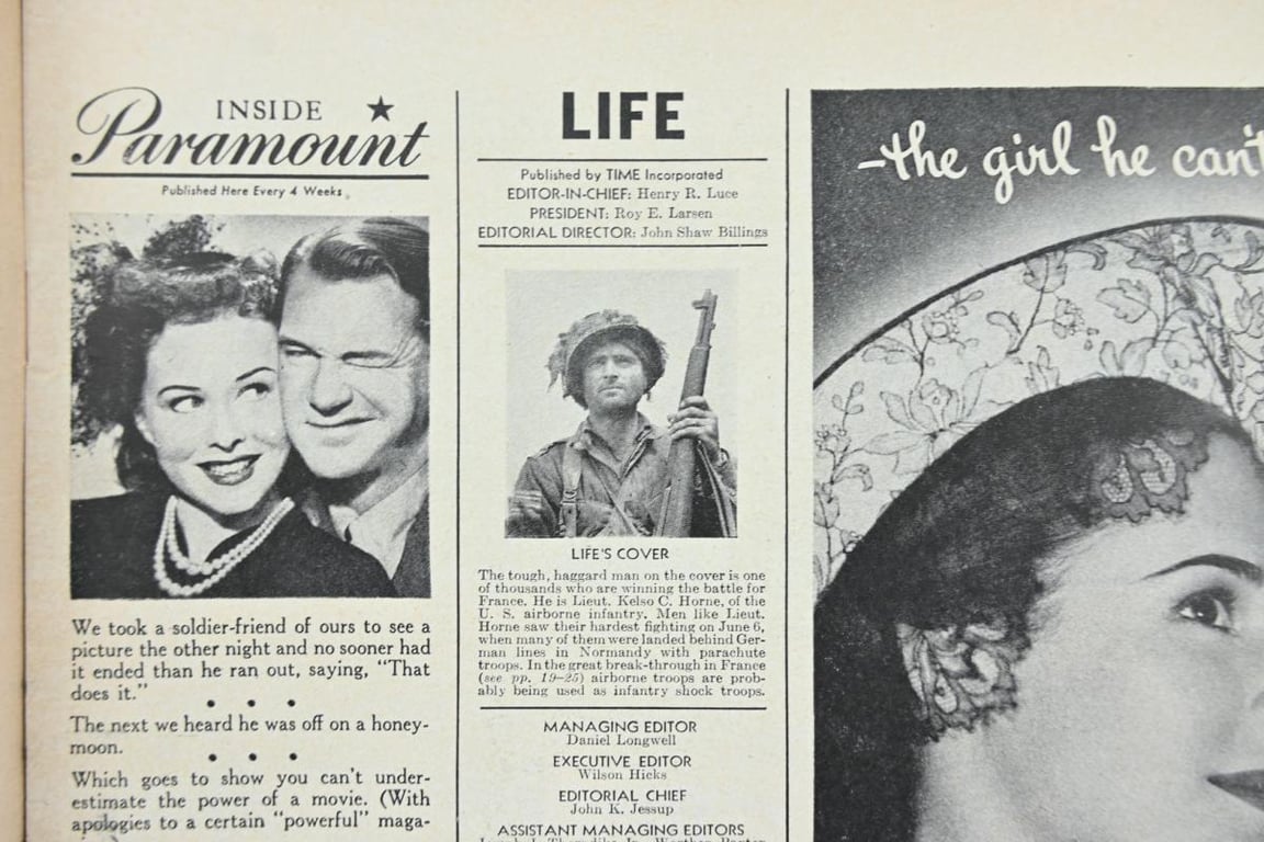 US WW2 Life Magazine August 1944 'Kelso C. Horne'