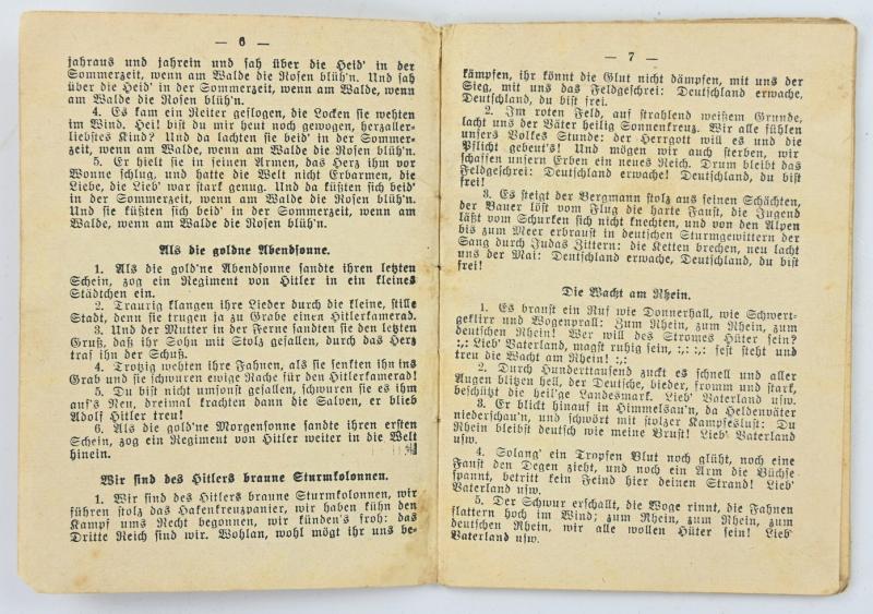 German SA Songbook 'Deutsche Freiheit und Vaterlands Lieder'