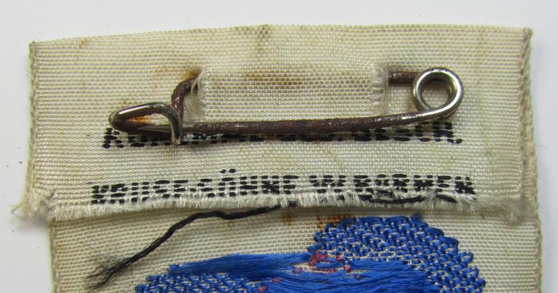 Neat - and with certainty unusually seen! - commemorative and/or: 'silk'-based, so-called: 'Veranstaltungsabzeichen' depicting a building coupled with the text: '50. Regiments-Jubiläum - Wiedersehens-Appell', Saarbrücken - 31. Juli - 2. August...