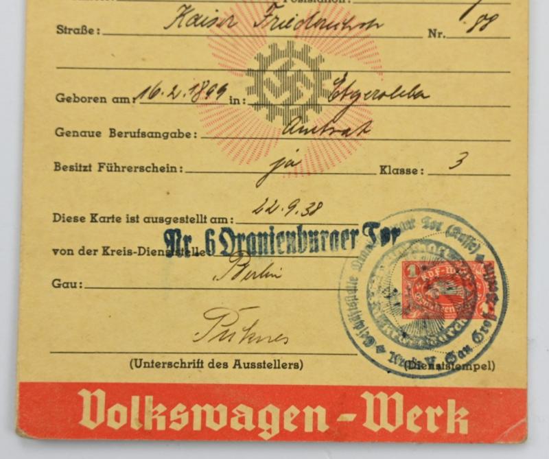 German DAF 'KdF' Saving Card
