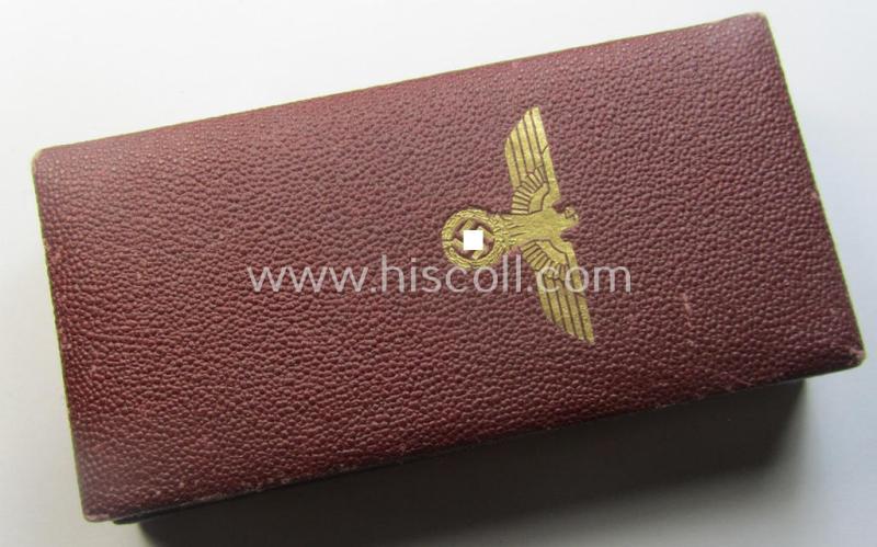 WH Czech-occupation- (ie. 'Anschluss'-) medal: '1. Oktober 1938' that comes with its period-attached 'PB-Spange' and that comes stored in its bordeaux-red-coloured- and/or non-maker-marked etui