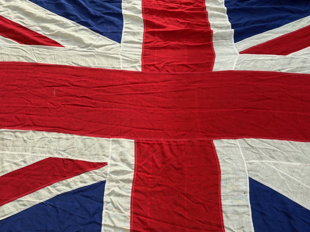 HUGE WWII BRITISH WARTIME MILITARY PANEL STITCHED UNION JACK NAVY FLAG