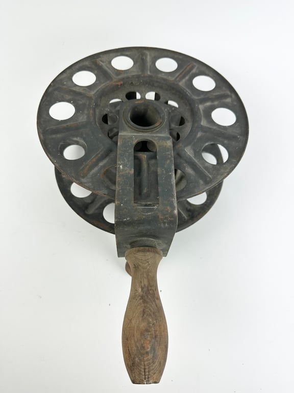 Original German WWII Big Hand Held Cable Reel With Wire Dated2 1943 "DZ"