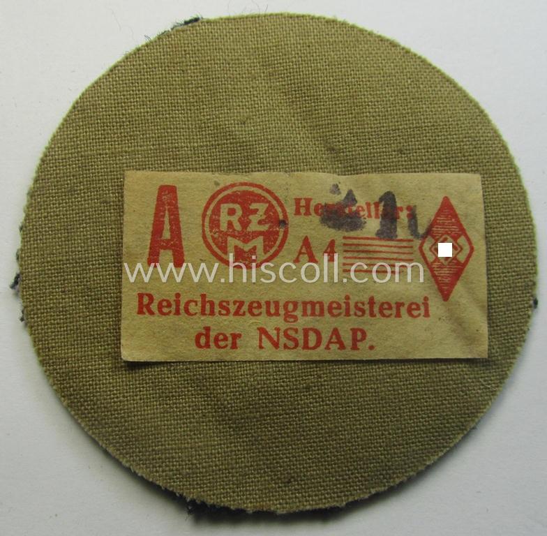 Interesting - and hardly ie. even never used! - 6-pieced (and almost complete), DJ- (ie. 'Deutsches Jungvolk in der HJ') insignia-set comprising of 6 darker-blue-toned rank-patches (ie. 'Rangzeichen') of which one still holds its period 'RzM'-e...