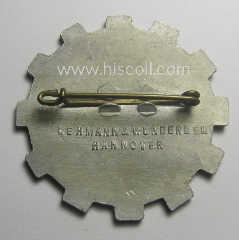 Commemorative - and never before seen! - D.A.F.- (ie. 'Deutsches Arbeitsfront') related day-badge (ie. 'tinnie') as issued to commemorate a DAF-gathering (showing the Gothic capital characters 'NST', double horse-head-device and 'Reichsadler'-device)
