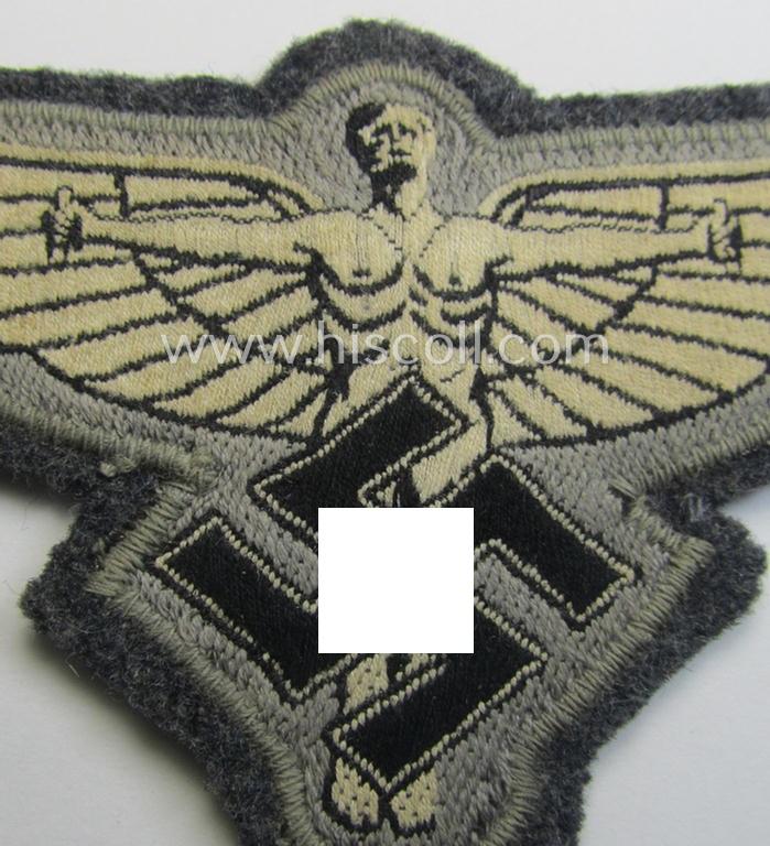 Bluish-grey-coloured, so-called: N.S.F.K.- (or: 'National Socialistisches Flieger Korps') breast-badge being a nicely BeVo-woven- (and enlisted-mens'-pattern) example