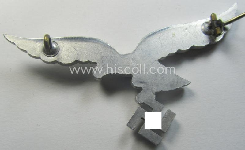 WH (Luftwaffe) aluminium-based breast-eagle as was specifically intended for usage on the white summer-tunics (ie. 'Brustadler für Sommerrock') being a detailed- albeit non-maker-marked specimen