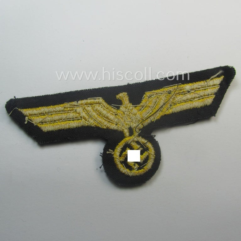 WH (Kriegsmarine) breast-eagle (ie. 'Brustadler für Mannschaften u. Uffz. der Kriegsmarine') being a 'standard-pattern'- and neatly machine-embroidered example that comes in a never used- ie. still 'virtually mint', condition