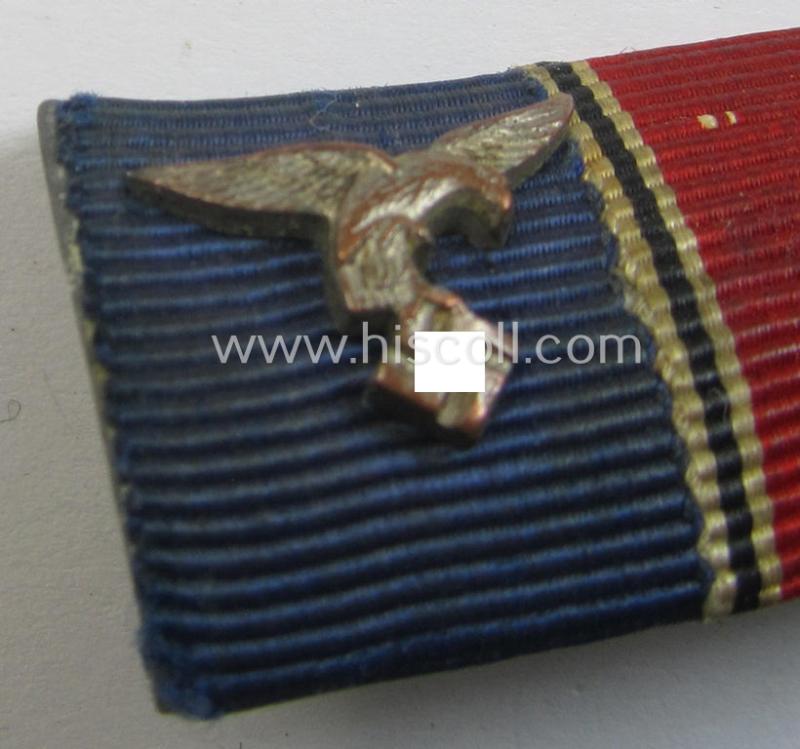 Neat, three-pieced WH (Luftwaffe) ribbon-bar (ie. 'Band- o. Feldspange') resp. showing the ribbons for a: WH (Luftwaffe) 'Dienstauszeichnung' (of the 4 th class) and an Austrian- and: Czech 'Anschluss'-medal