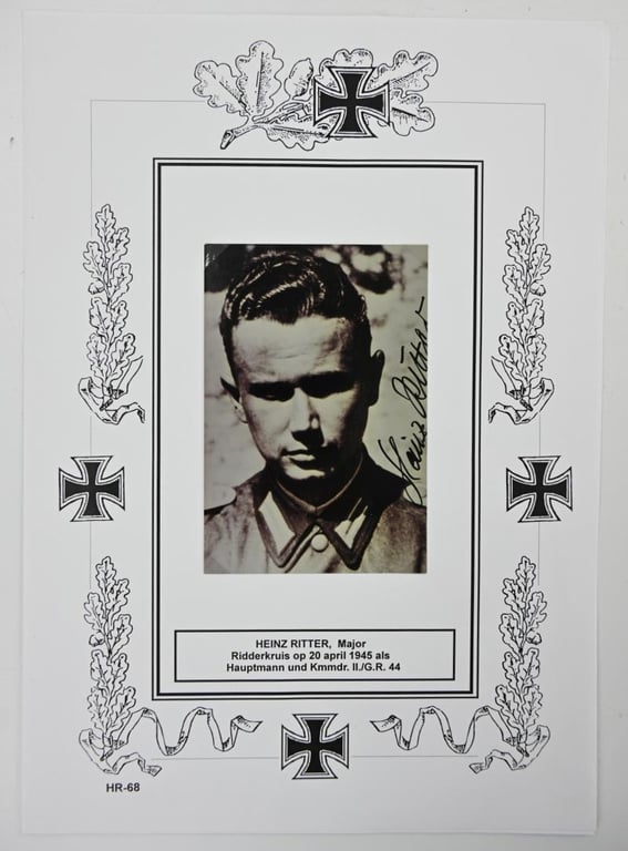 Signature of Wehrmacht (Heer) KC Recipient 'Heinz Ritter'