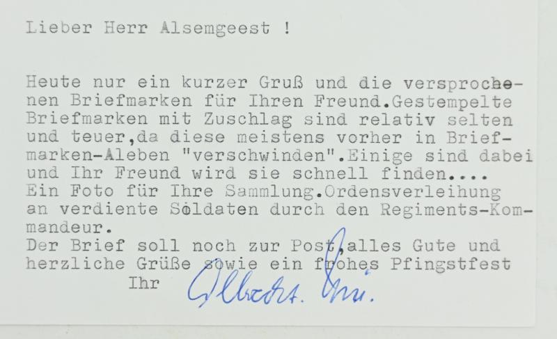 Signature of Wehrmacht Heer KC Recipient 'Albrecht Wüstenhagen'